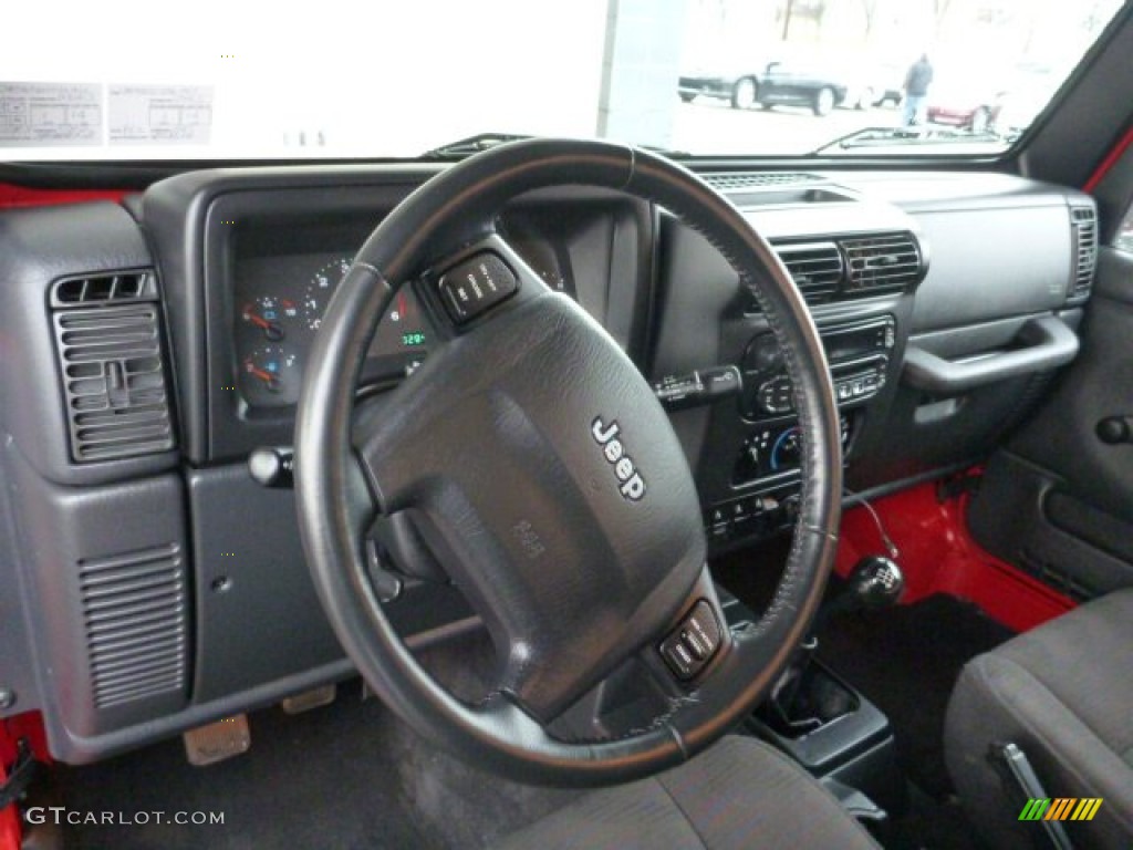 2005 Jeep Wrangler Rubicon 4x4 Dark Slate Gray Steering Wheel Photo #75808858