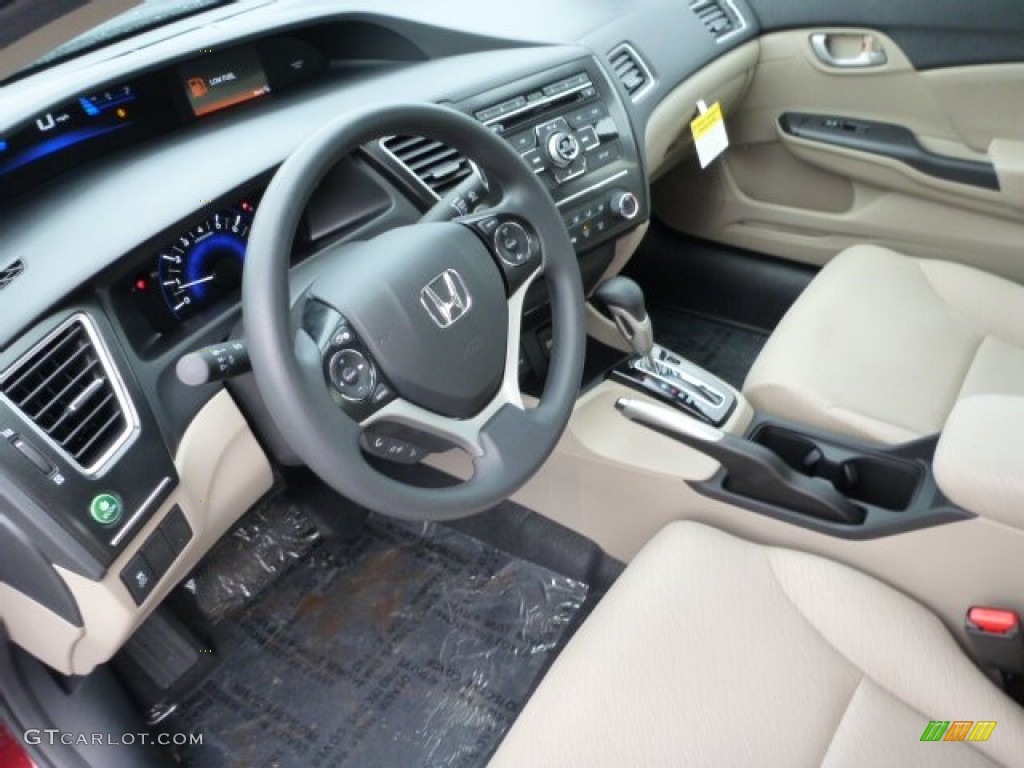 Beige Interior 2013 Honda Civic LX Sedan Photo #75809960