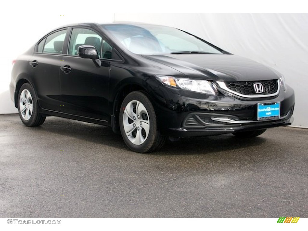 2013 Civic LX Sedan - Crystal Black Pearl / Gray photo #1