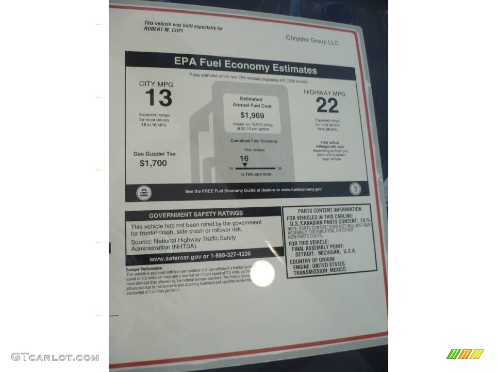 2009 Dodge Viper SRT-10 ACR Coupe Window Sticker Photo #75818530
