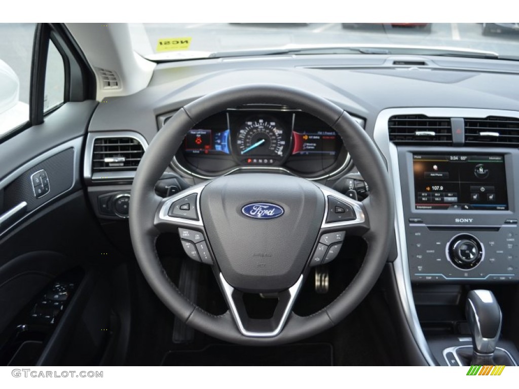 2013 Ford Fusion Titanium AWD Charcoal Black Steering Wheel Photo #75821744