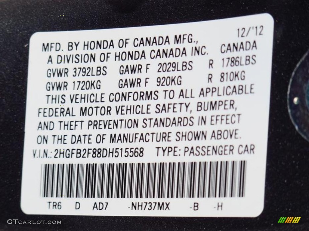 2013 Civic Color Code NH737MX for Polished Metal Metallic Photo #75824939