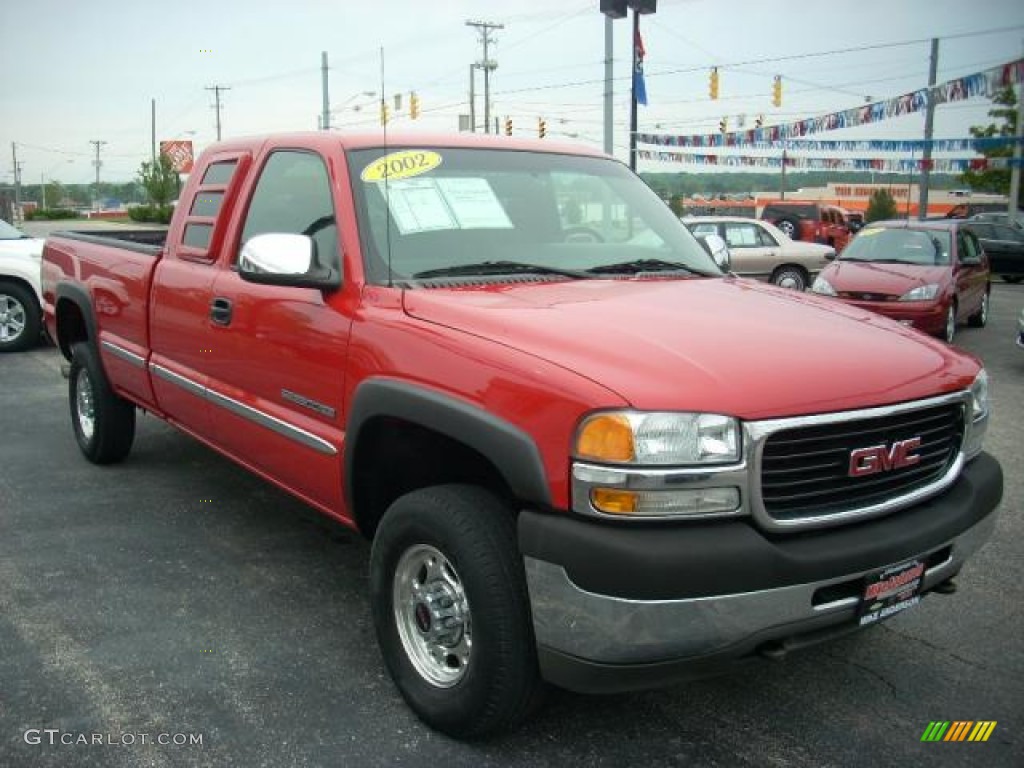 Fire Red 2002 GMC Sierra 2500HD SLE Extended Cab Exterior Photo #75828723