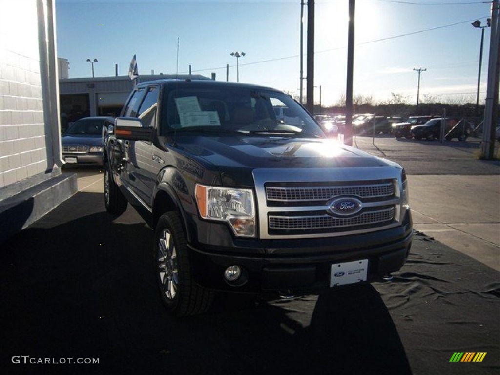 2010 F150 Platinum SuperCrew 4x4 - Tuxedo Black / Medium Stone Leather/Sienna Brown photo #3