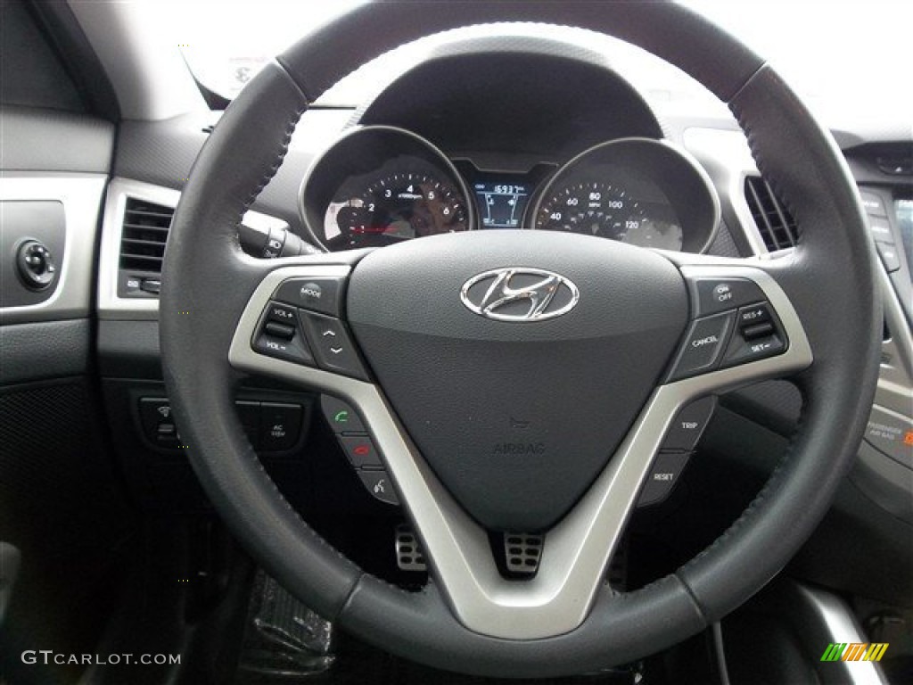2012 Hyundai Veloster Standard Veloster Model Gray Steering Wheel Photo #75832227
