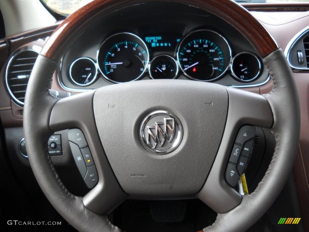 2013 Buick Enclave Leather Cocoa Leather Steering Wheel Photo #75840823