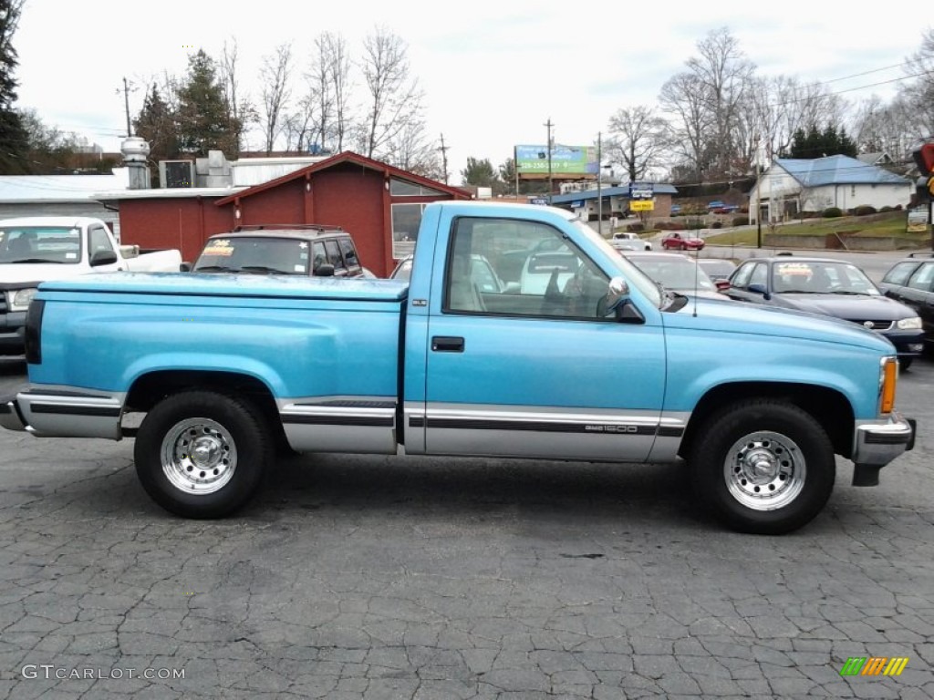 Light Quasar Blue Metallic 1993 GMC Sierra 1500 SLE Regular Cab Exterior Photo #75842674