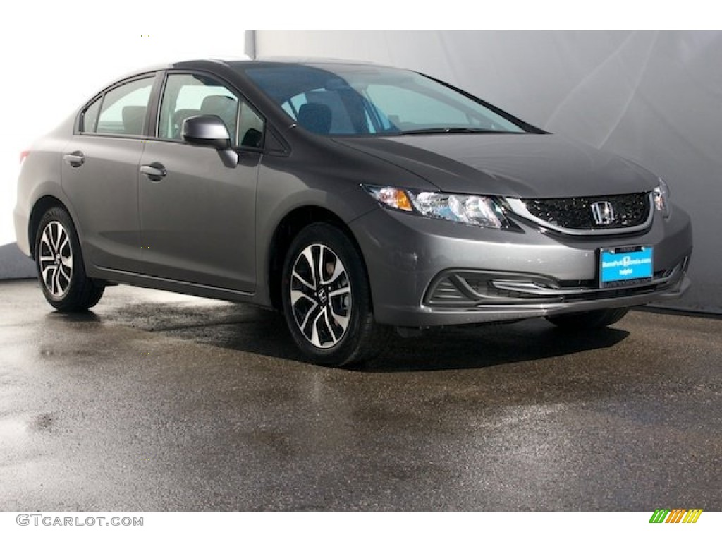 2013 Civic EX Sedan - Polished Metal Metallic / Black photo #1