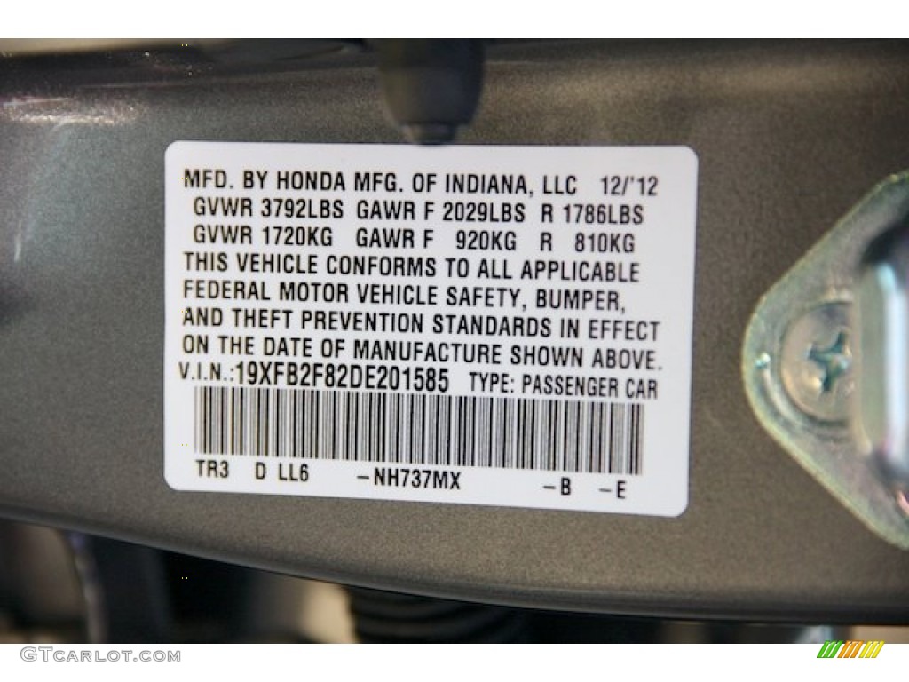 2013 Civic EX Sedan - Polished Metal Metallic / Gray photo #18