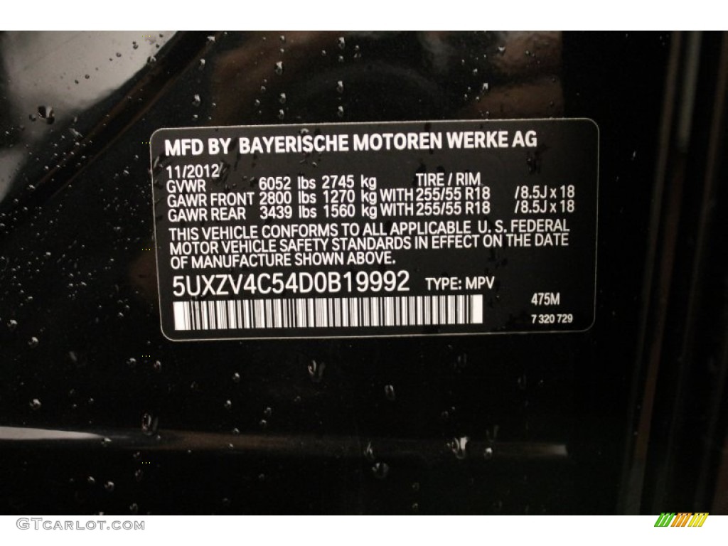 2013 X5 Color Code 475 for Black Sapphire Metallic Photo #75849988