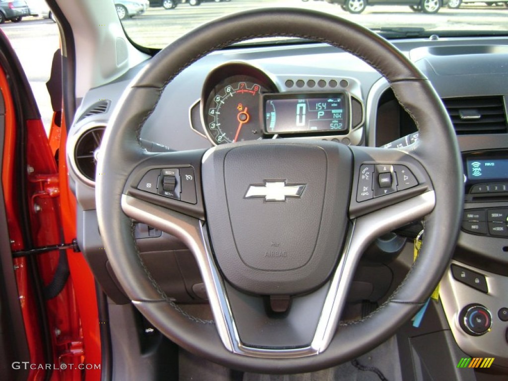 2012 Chevrolet Sonic LTZ Hatch Dark Pewter/Dark Titanium Steering Wheel Photo #75852693