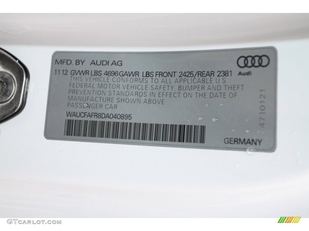 2013 Audi A5 2.0T quattro Coupe Info Tag Photo #75855589