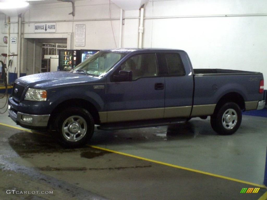 2004 F150 XLT SuperCab 4x4 - Medium Wedgewood Blue Metallic / Tan photo #3