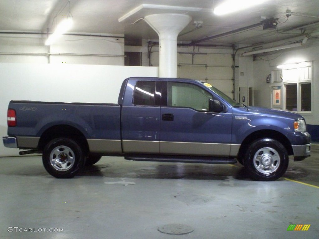 2004 F150 XLT SuperCab 4x4 - Medium Wedgewood Blue Metallic / Tan photo #4
