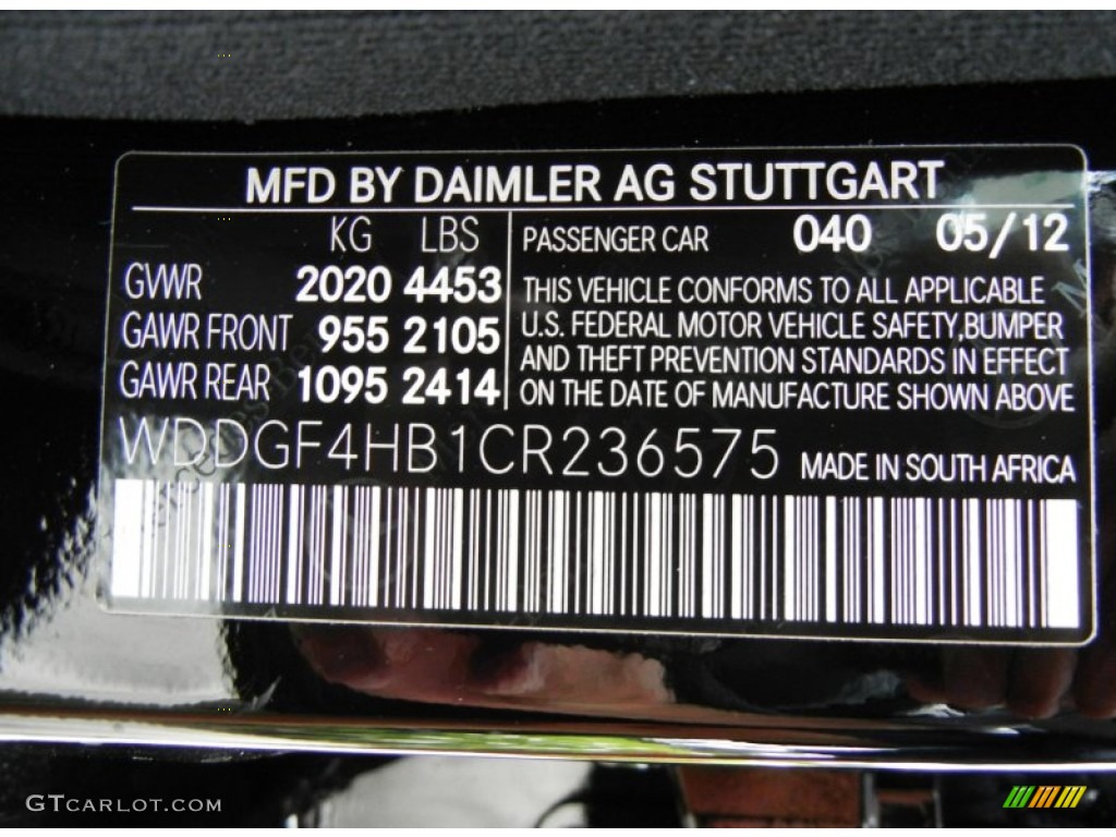 2012 C Color Code 040 for Black Photo #75859666