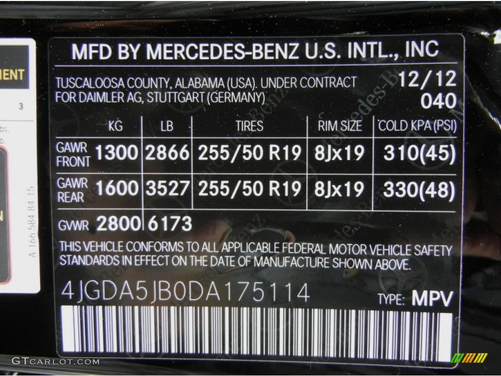 2013 ML Color Code 040 for Black Photo #75862320