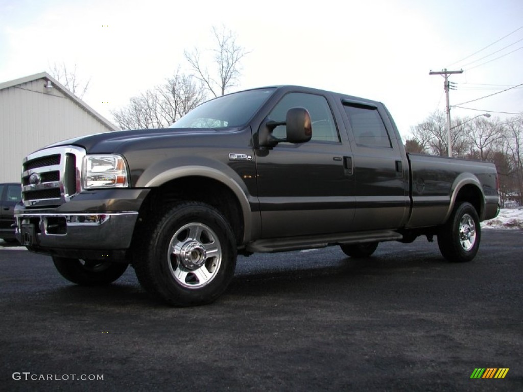 2005 F250 Super Duty Lariat Crew Cab 4x4 - Dark Stone Metallic / Tan photo #1