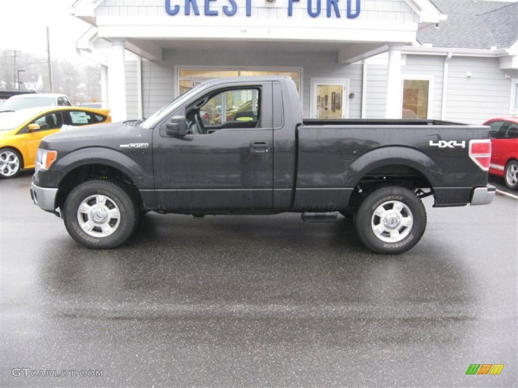 2011 F150 XL Regular Cab 4x4 - Tuxedo Black Metallic / Steel Gray photo #4