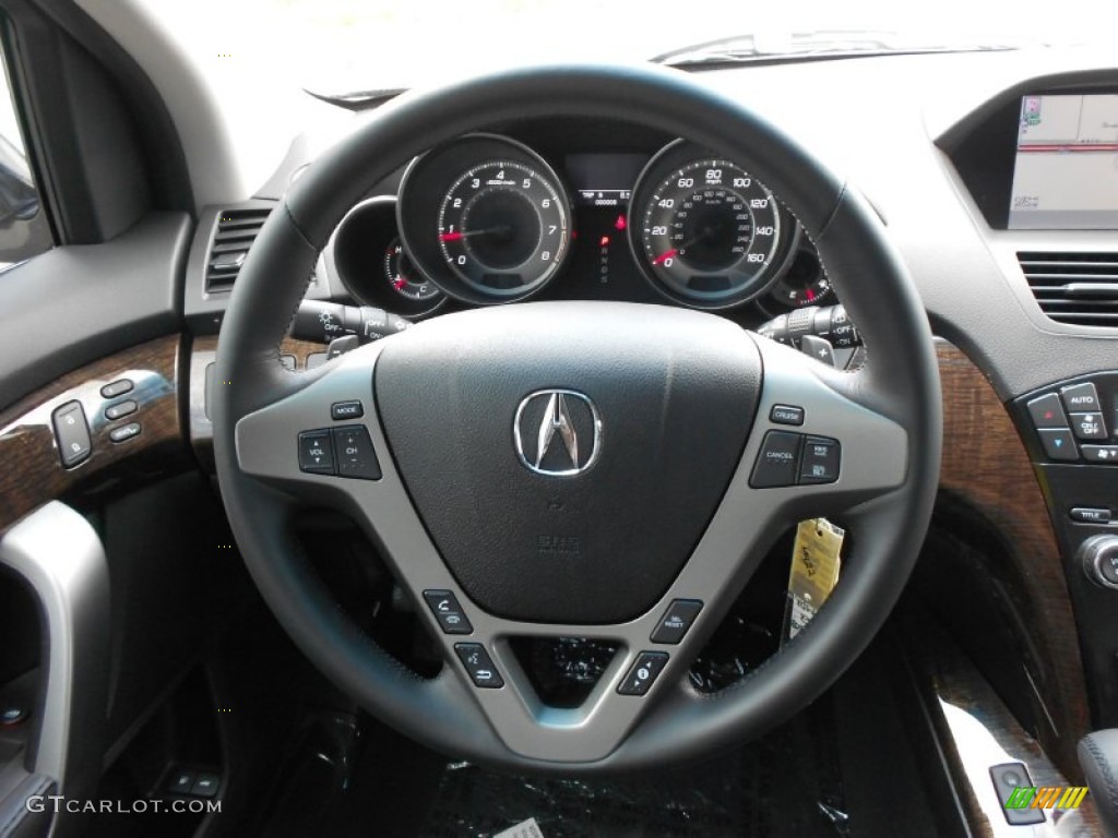 2012 Acura MDX SH-AWD Technology Ebony Steering Wheel Photo #75883072