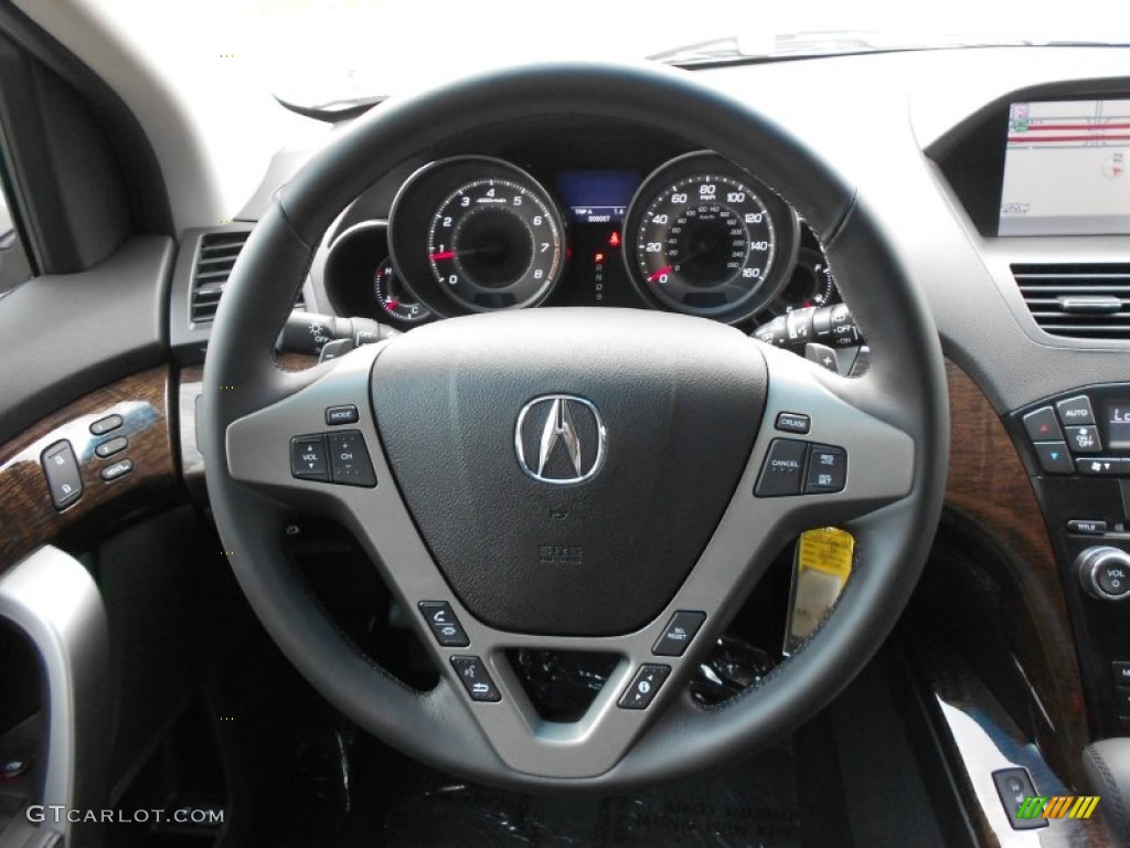 2012 Acura MDX SH-AWD Technology Ebony Steering Wheel Photo #75883592