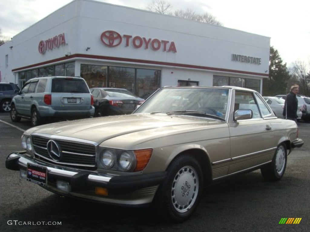 1989 SL Class 560 SL Roadster - Light Beige Metallic / Parchment photo #1