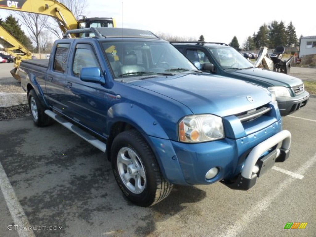 2003 Frontier SC V6 Crew Cab 4x4 - Electric Blue Metallic / Black photo #1