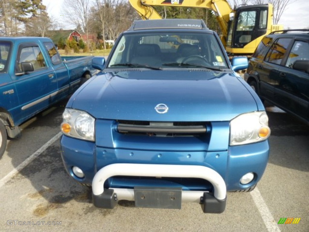 2003 Frontier SC V6 Crew Cab 4x4 - Electric Blue Metallic / Black photo #2