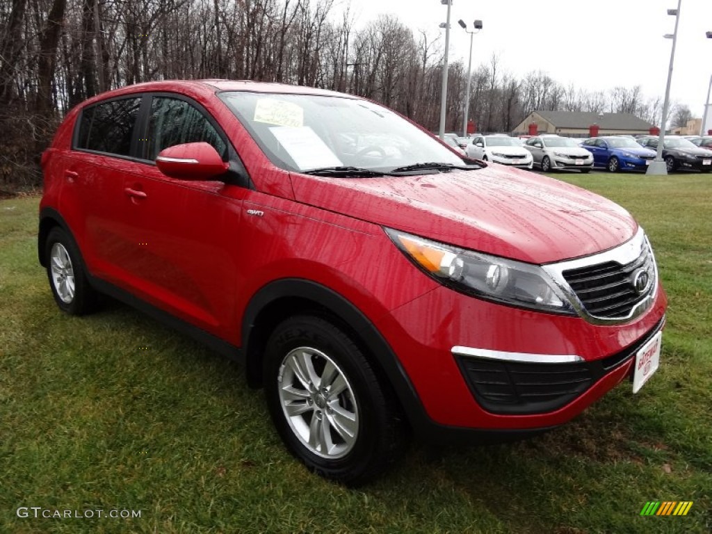 2011 Sportage LX AWD - Signal Red / Black photo #4