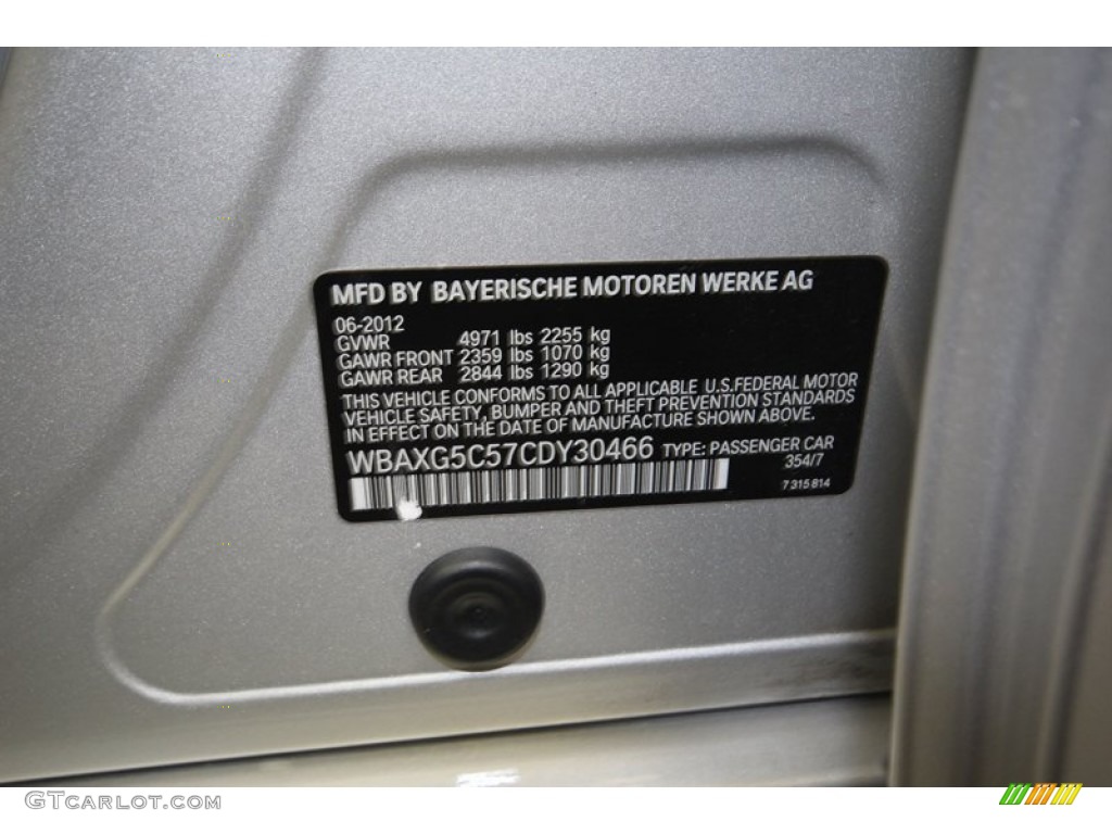 2012 5 Series Color Code 354 for Titanium Silver Metallic Photo #75894839