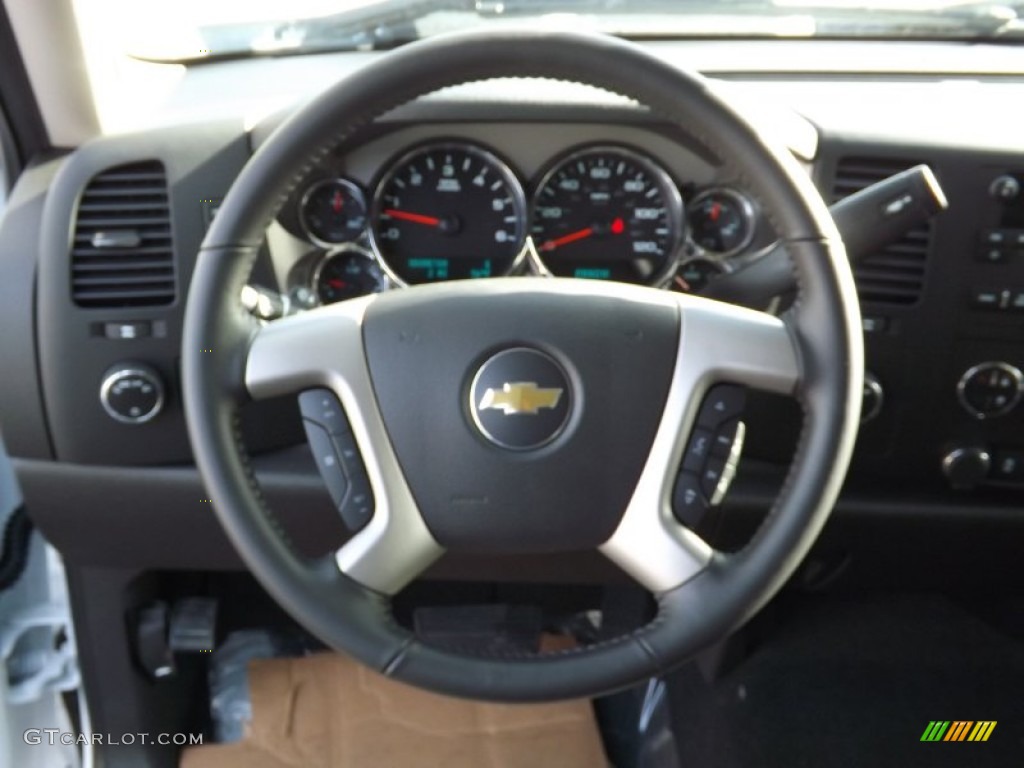2013 Chevrolet Silverado 1500 LT Crew Cab 4x4 Ebony Steering Wheel Photo #75896528