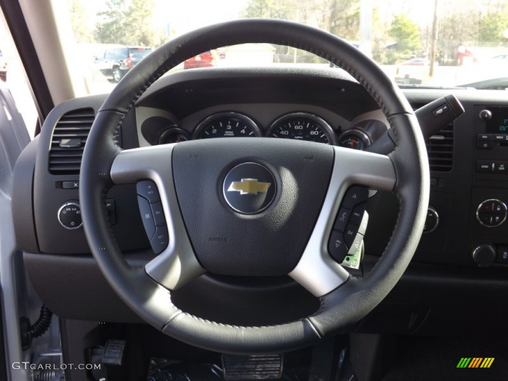 2013 Chevrolet Silverado 1500 LT Crew Cab 4x4 Ebony Steering Wheel Photo #75898808