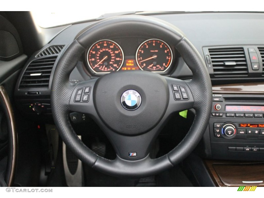 2009 BMW 1 Series 135i Convertible Black Steering Wheel Photo #75899858