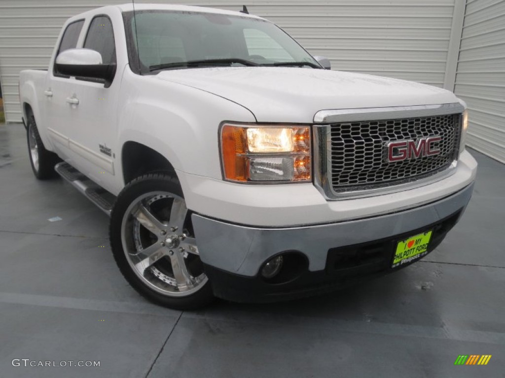 2008 Sierra 1500 SLE Crew Cab - Summit White / Light Titanium photo #1