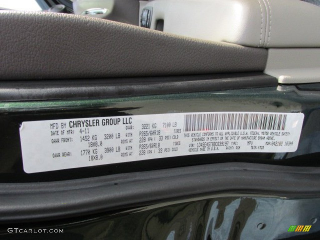 2011 Durango Color Code PGN for Natural Green Pearl Photo #75902625