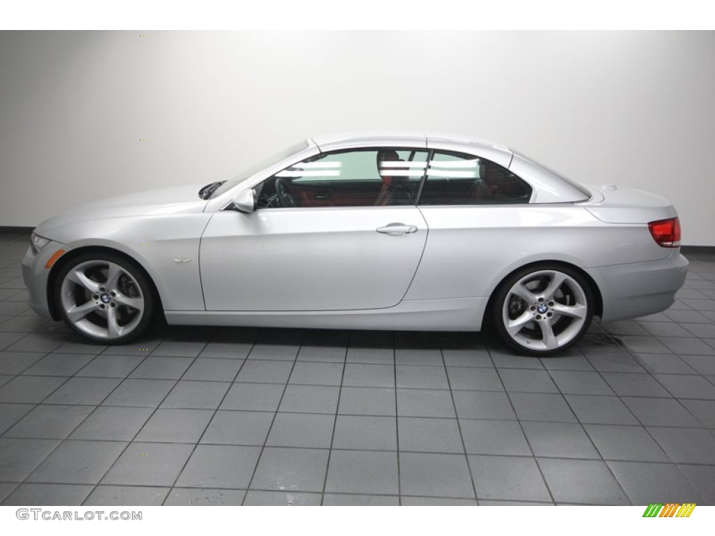 2009 3 Series 335i Convertible - Titanium Silver Metallic / Coral Red/Black Dakota Leather photo #2