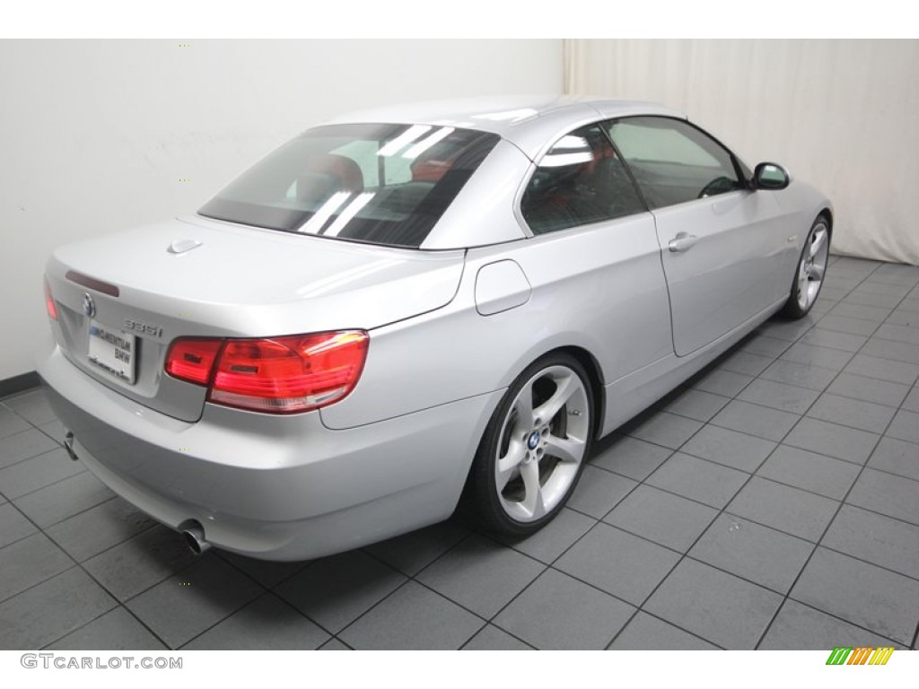 2009 3 Series 335i Convertible - Titanium Silver Metallic / Coral Red/Black Dakota Leather photo #11