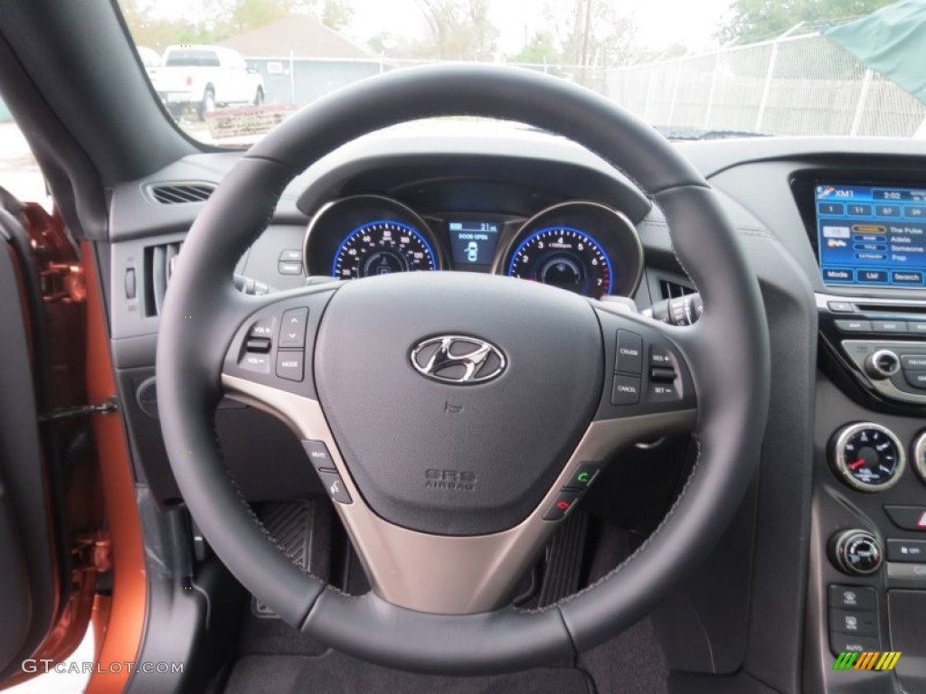 2013 Hyundai Genesis Coupe 2.0T Premium Gray Leather/Gray Cloth Steering Wheel Photo #75903740