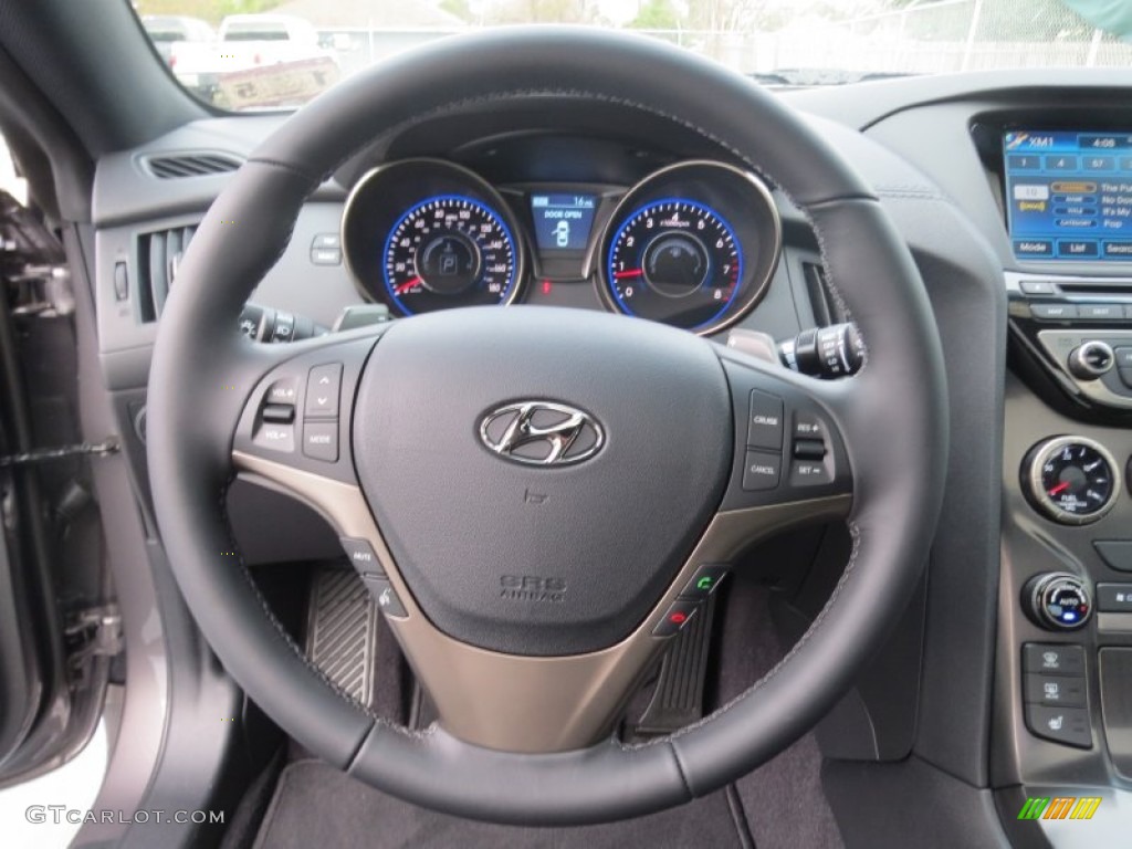 2013 Hyundai Genesis Coupe 3.8 Grand Touring Black Leather Steering Wheel Photo #75904808