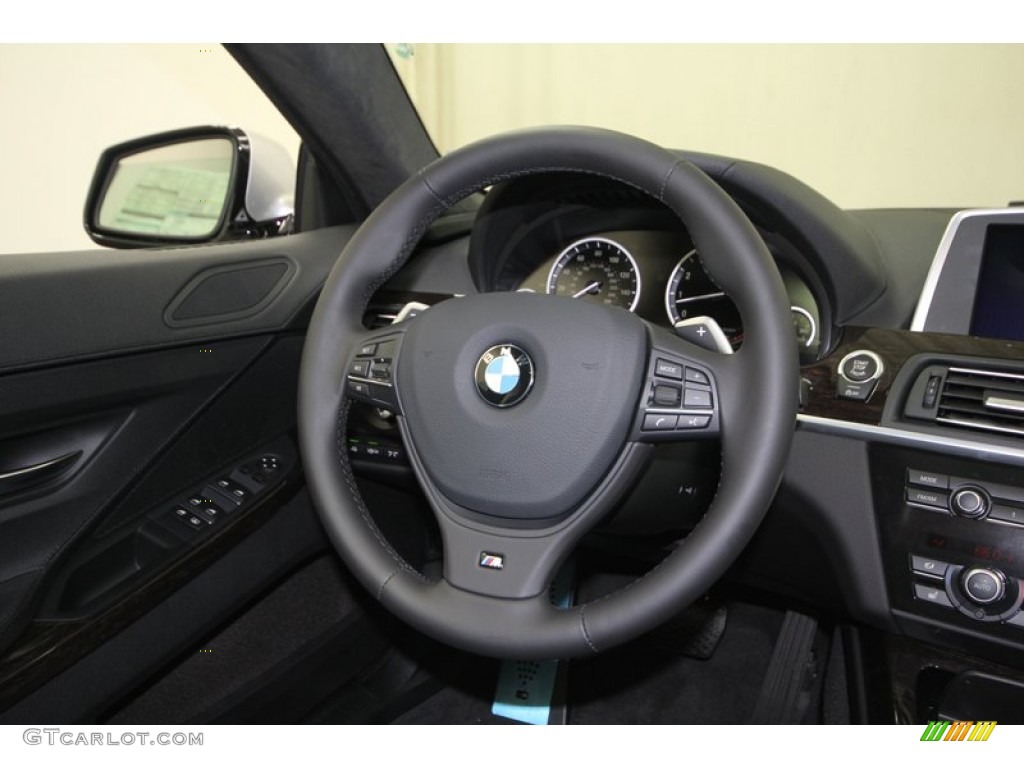 2013 BMW 6 Series 640i Gran Coupe Black Steering Wheel Photo #75905750