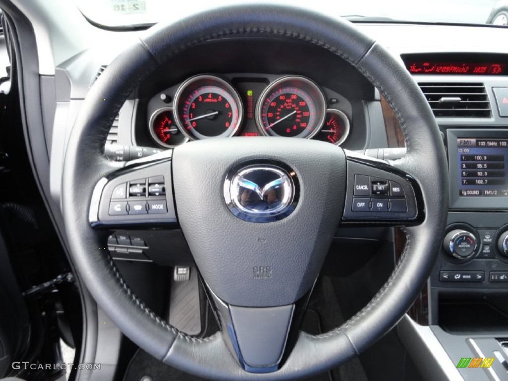2011 Mazda CX-9 Grand Touring AWD Black Steering Wheel Photo #75905855