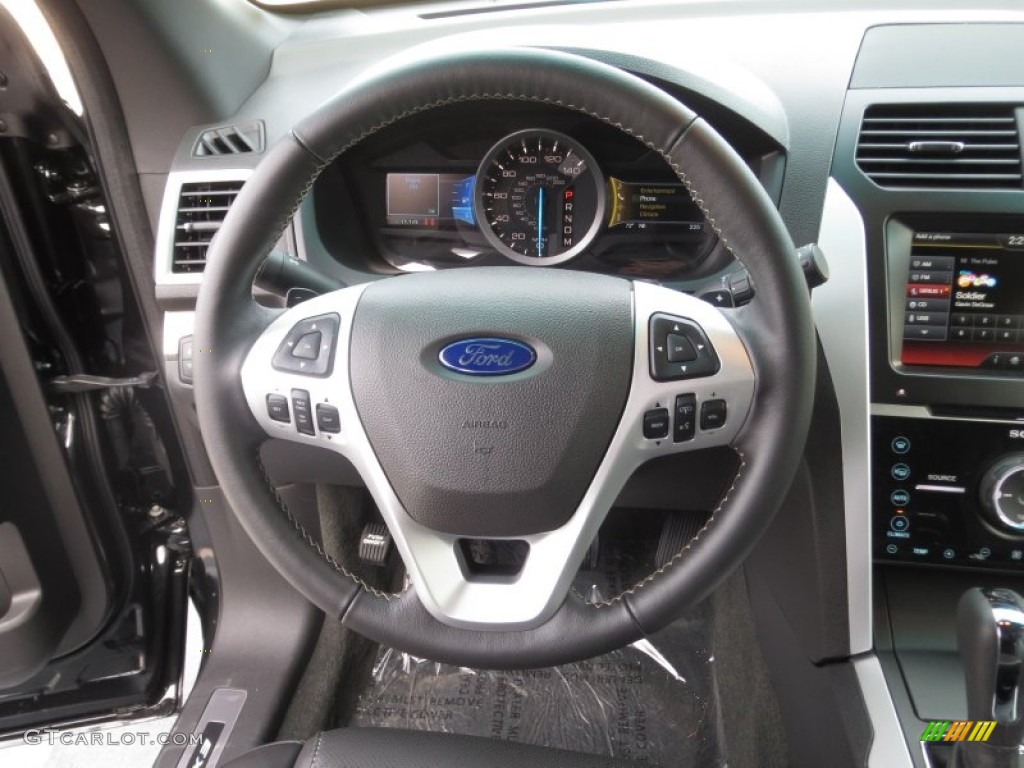 2013 Ford Explorer Sport 4WD Charcoal Black Steering Wheel Photo #75908804