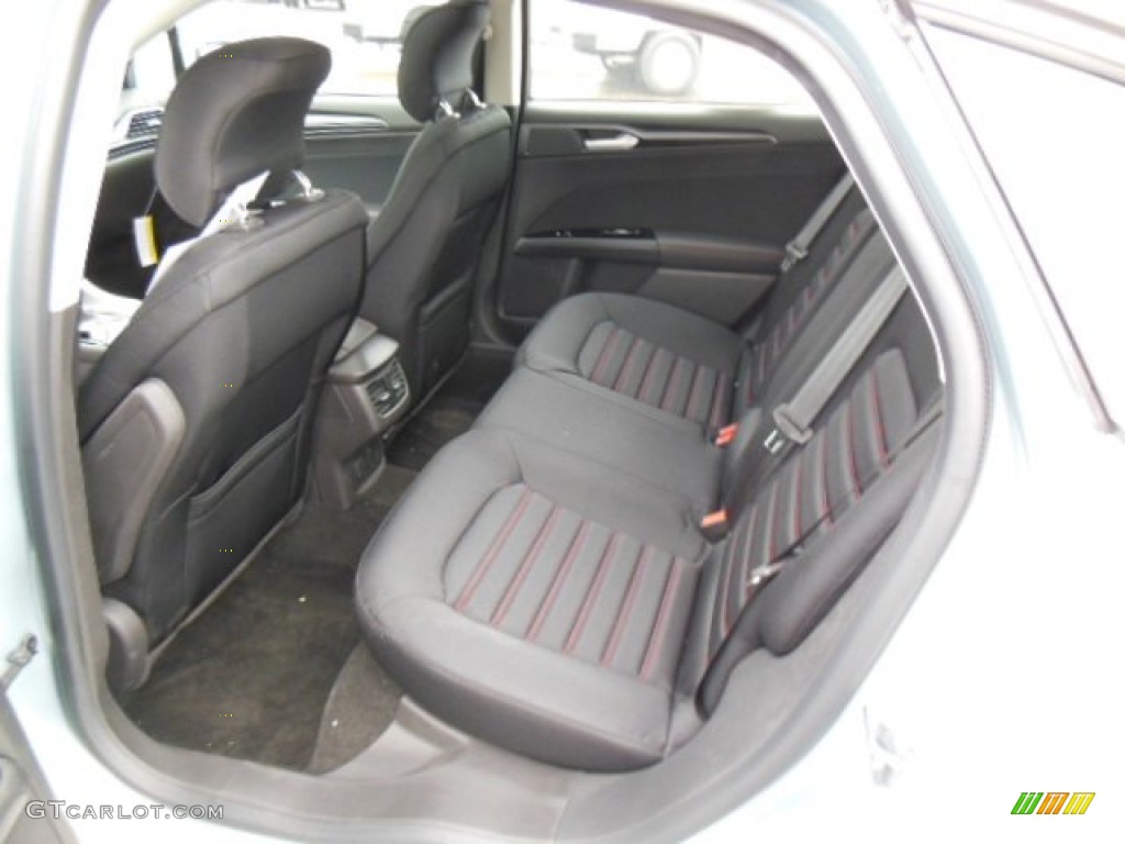 2013 Fusion Hybrid SE - Ice Storm Metallic / SE Appearance Package Charcoal Black/Red Stitching photo #13