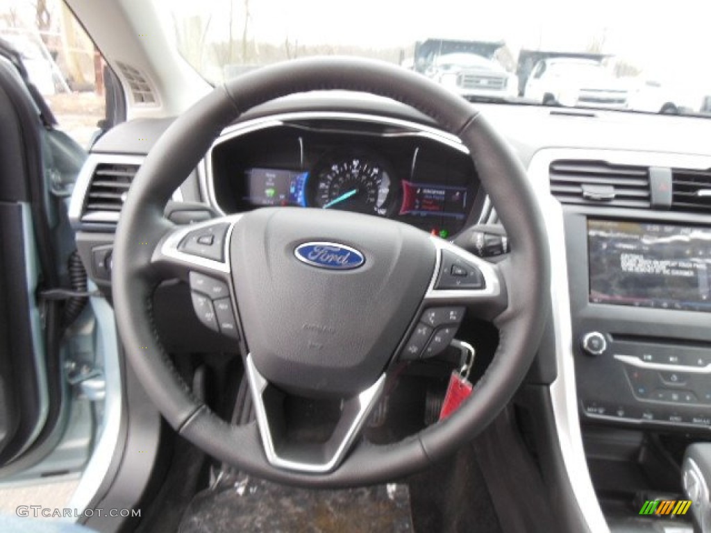 2013 Fusion Hybrid SE - Ice Storm Metallic / SE Appearance Package Charcoal Black/Red Stitching photo #18