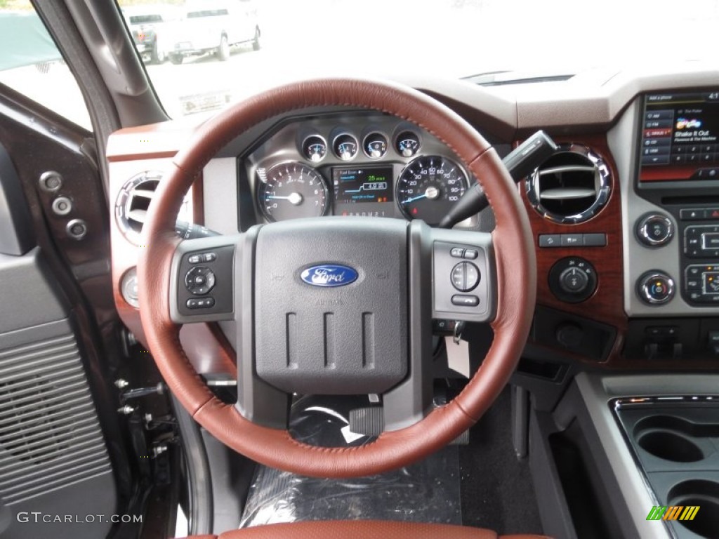 2013 Ford F250 Super Duty King Ranch Crew Cab 4x4 King Ranch Chaparral Leather/Black Trim Steering Wheel Photo #75911933