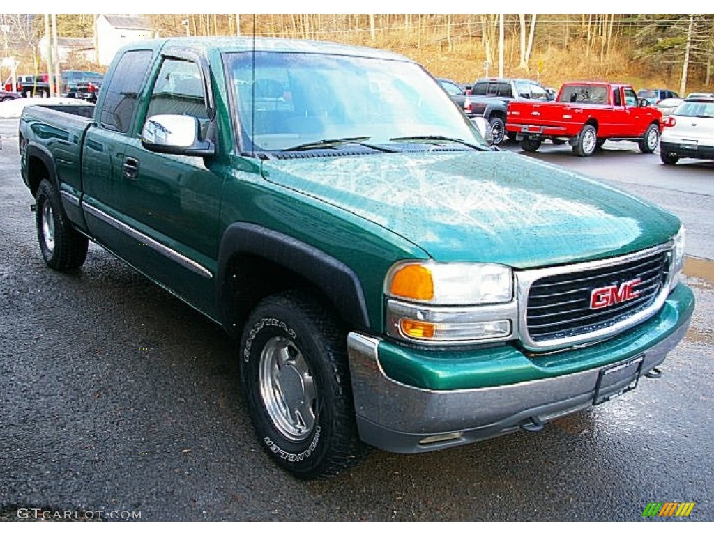 1999 Sierra 1500 SLE Extended Cab 4x4 - Meadow Green Metallic / Oak photo #8