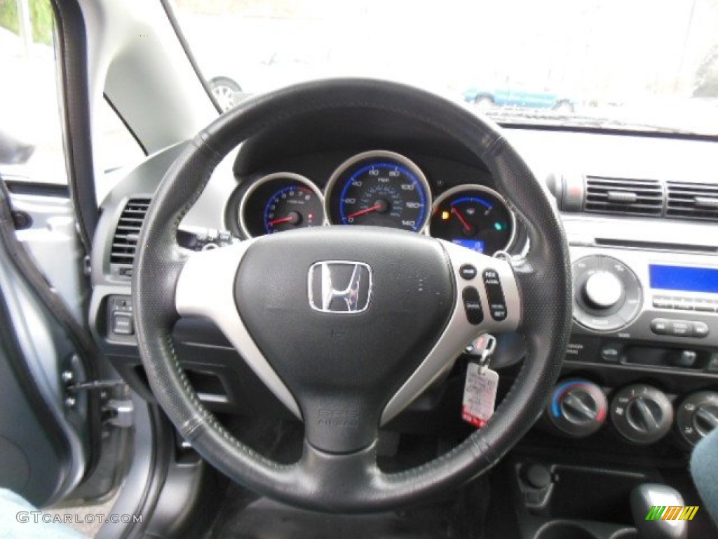 2008 Honda Fit Sport Black/Grey Steering Wheel Photo #75917444