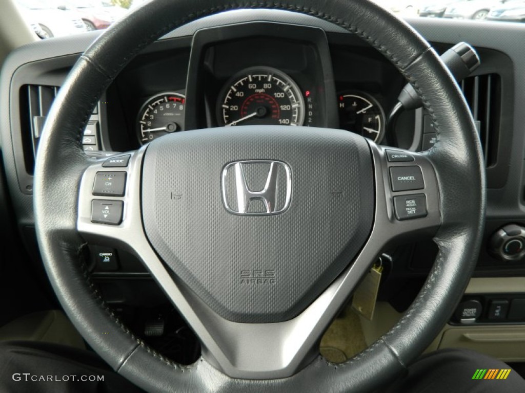 2010 Honda Ridgeline RTL Beige Steering Wheel Photo #75923471