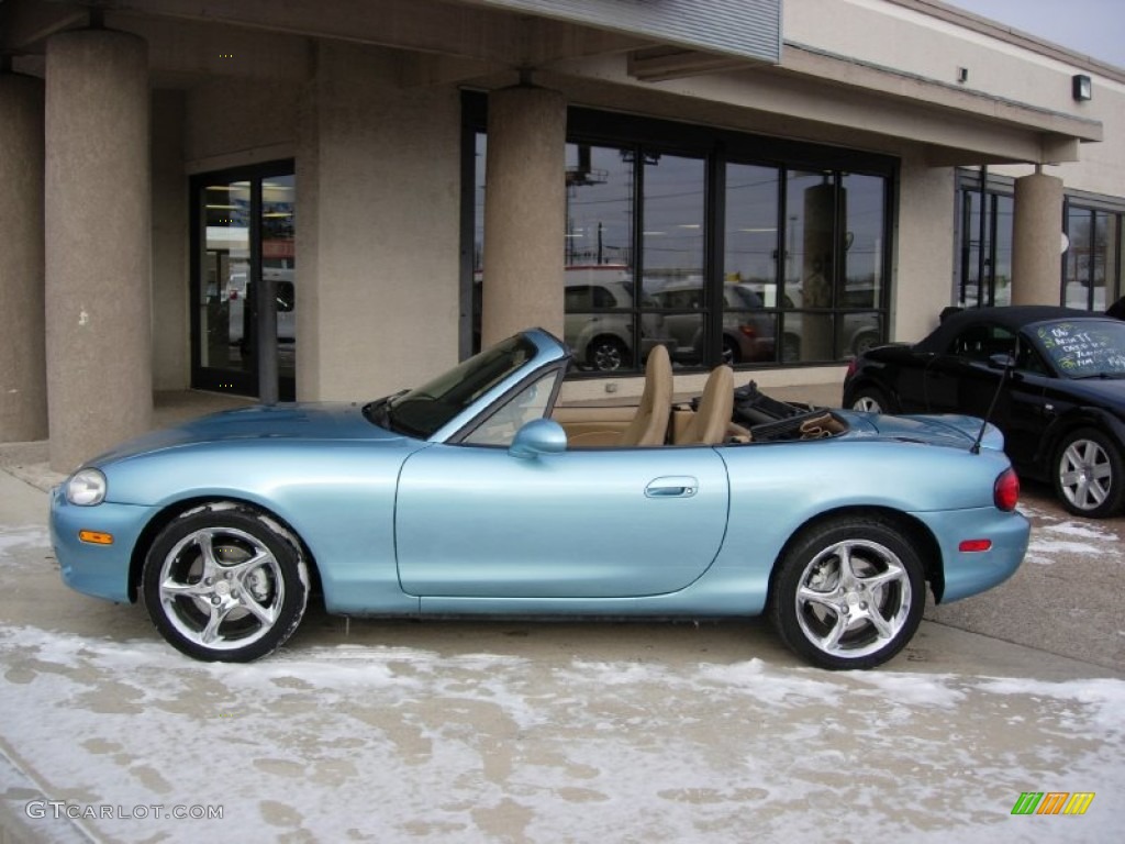 2001 MX-5 Miata LS Roadster - Crystal Blue Metallic / Tan photo #2