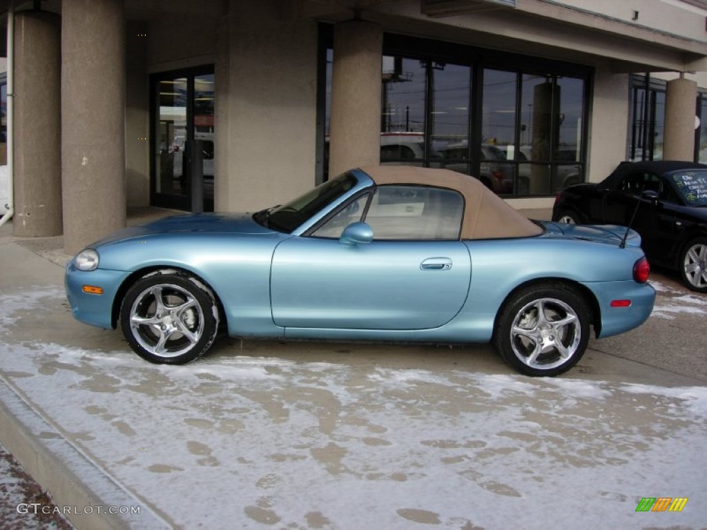 2001 MX-5 Miata LS Roadster - Crystal Blue Metallic / Tan photo #3