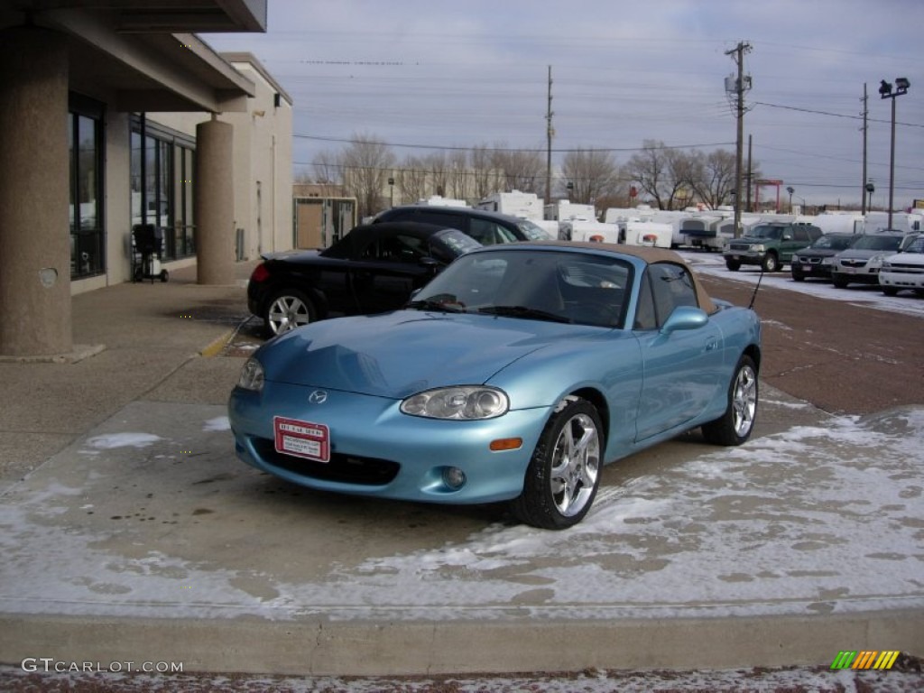 2001 MX-5 Miata LS Roadster - Crystal Blue Metallic / Tan photo #14